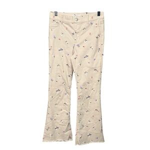Wonder Nation Girls Flare Jeggings Floral Print Tan Beige Pants Size L